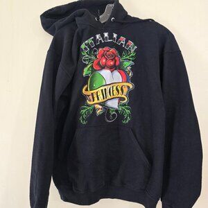 Women's Large Italian Princess Hoodie Black, Red, White and Green